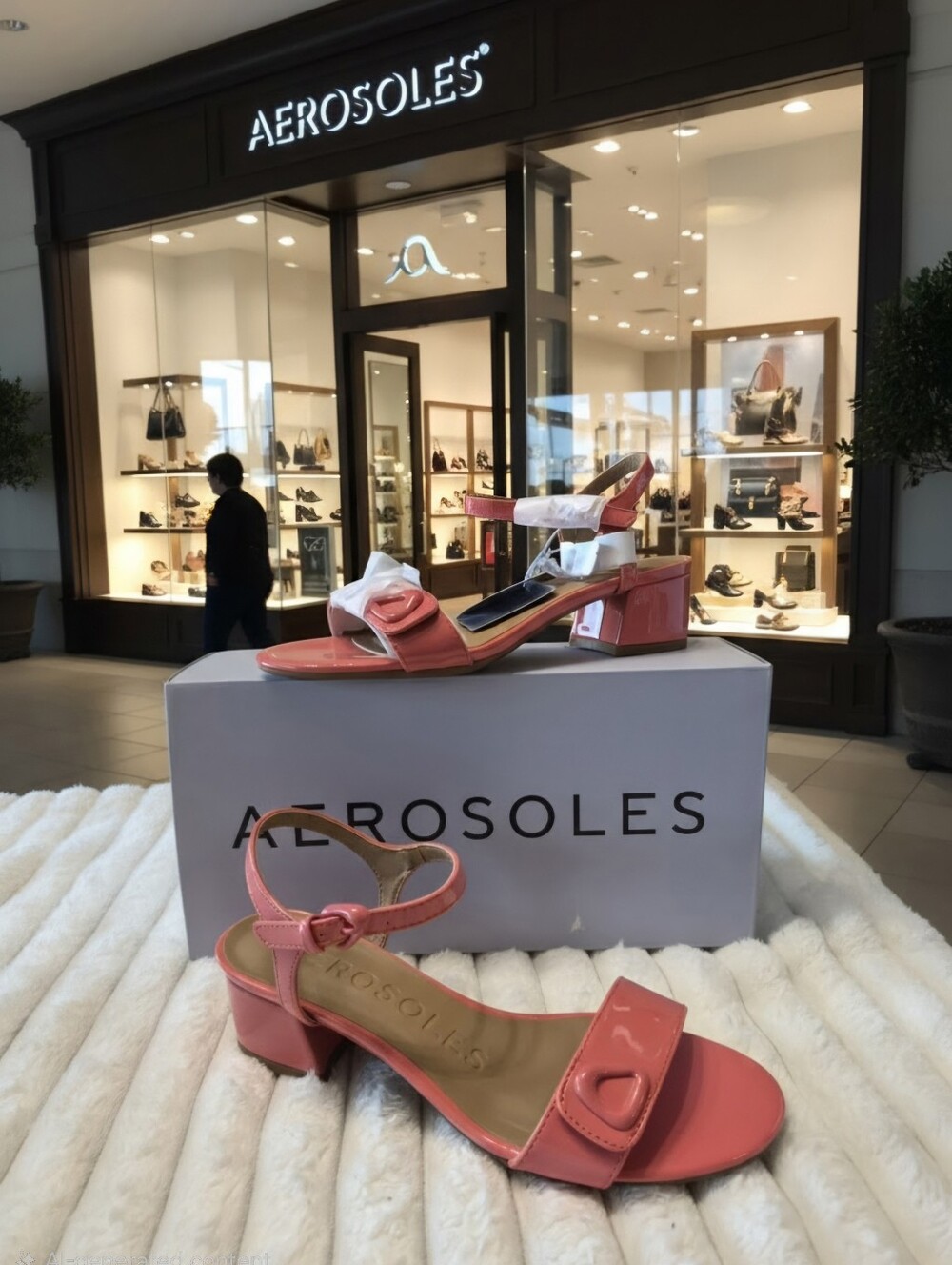 AEROSOLES CAIRO CORAL PATENT HEELED SANDALS WOMEN'S SZ 6.5 WW New